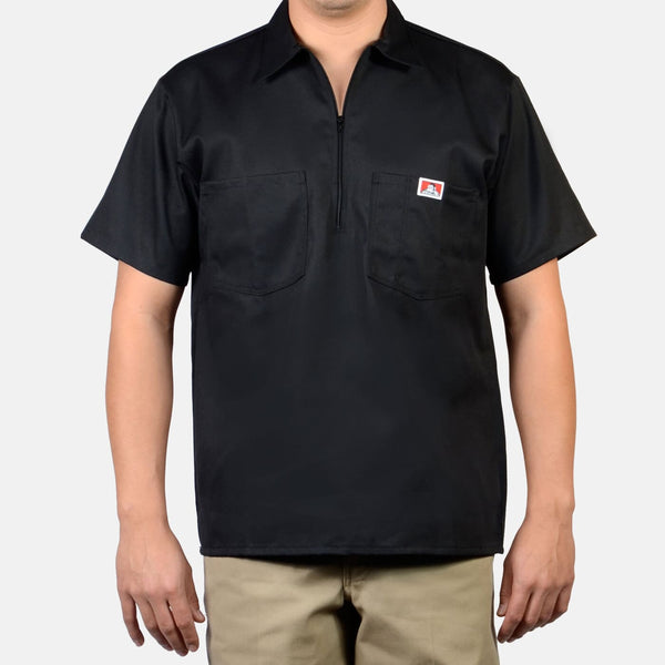 Ben Davis Workwear Half Zip Solid Black Shirt