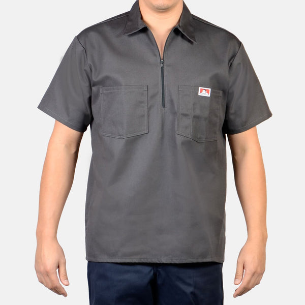 Ben Davis Workwear Half Zip Solid Charcoal Shirt