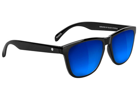 Glassy Eyewear Deric Polarized - Black/Blue Mirror