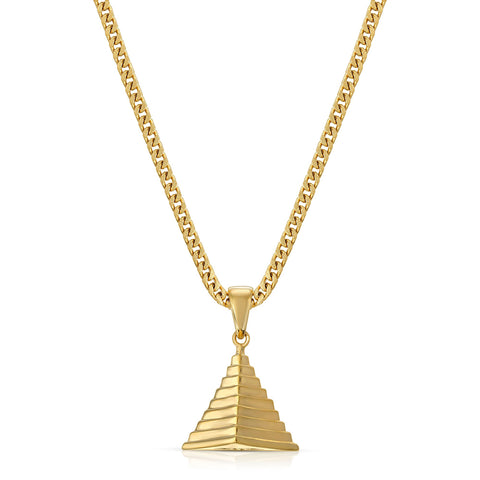 The Gold Gods Micro Pyramid Necklace Franco Chain