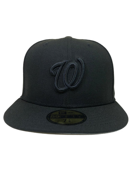 New Era Washington Nationals 5950 Basic Black on Black Fitted Baseball Cap Hat