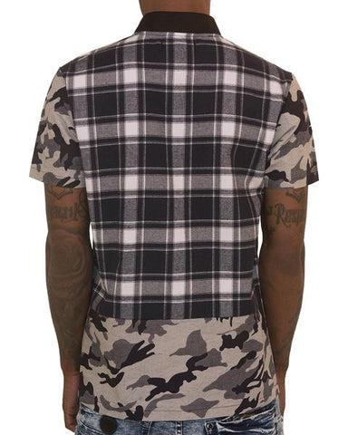 The Hideout Clothing Plaid Camouflage Navy T-Shirt