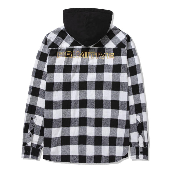 Primitive Two-Fer Black Flannel Long Sleeve Hoodie